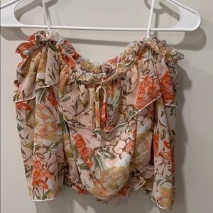 WAYF coral floral top